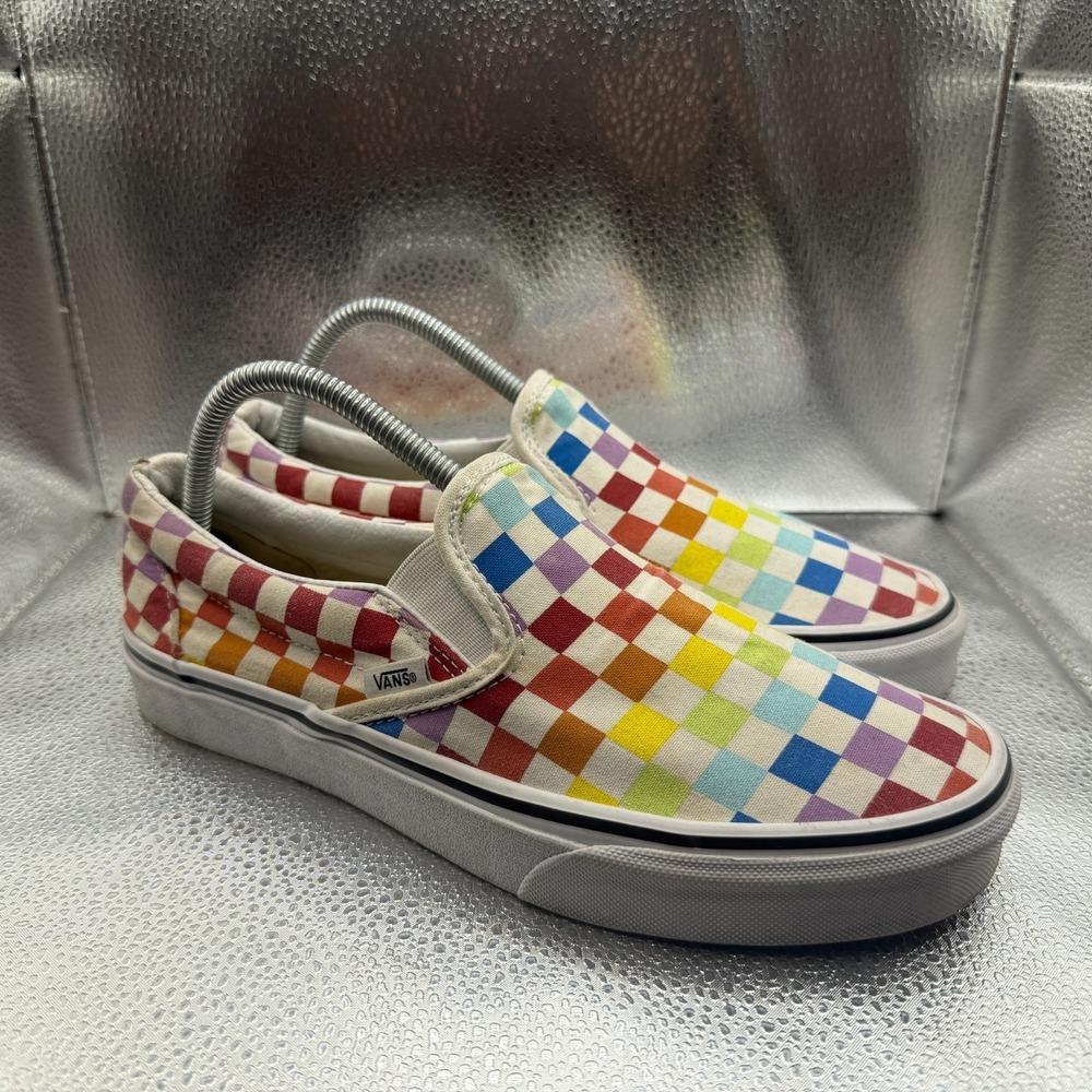 Size M8/W9.5 VANS Unisex‎ Classic Rainbow Check Slip On Skate Shoes 500714